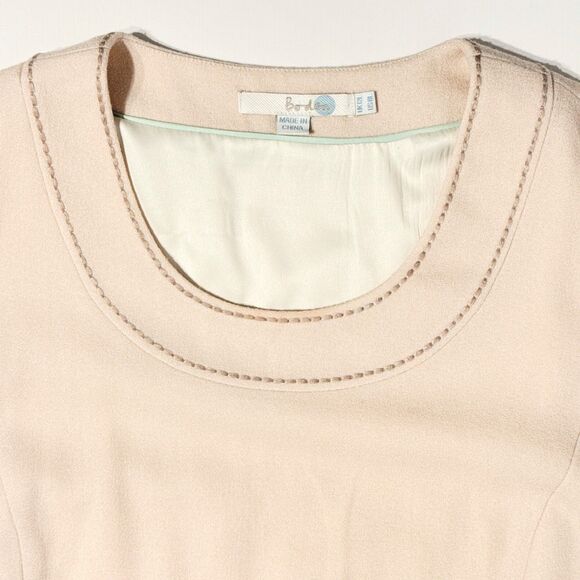 Boden Beige Wool Shift Dress Decorative Stitching Women's Size 8 Long - Picture 6 of 15